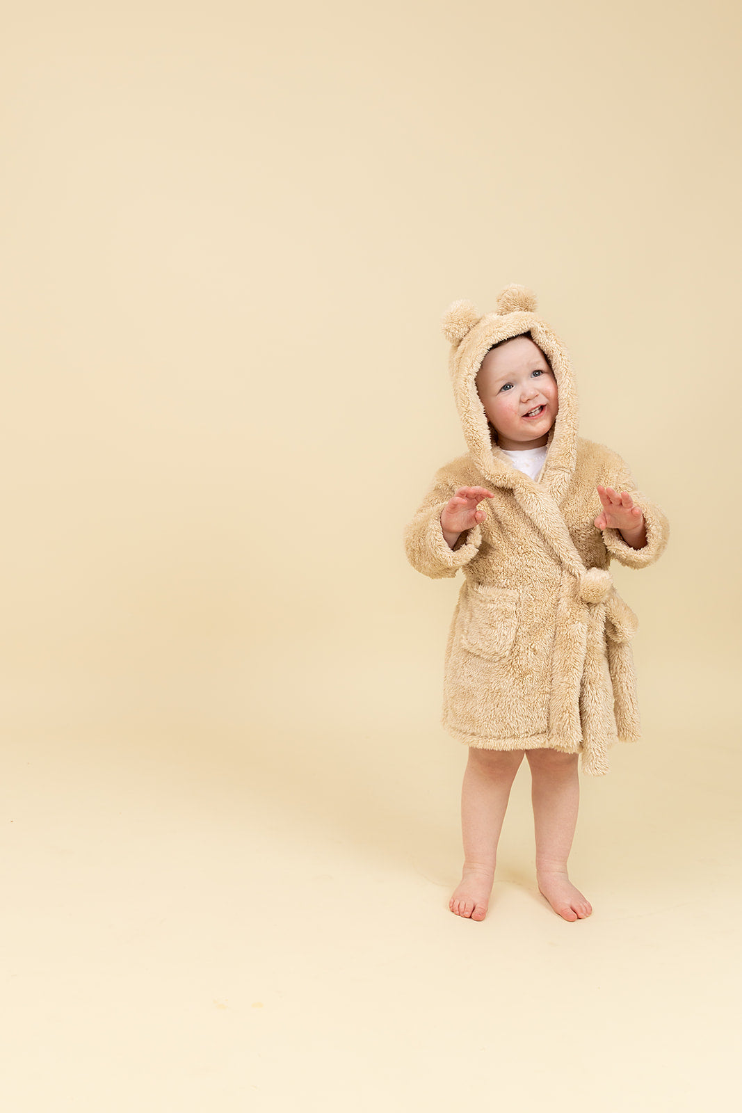Teddy Fleece Kids Dressing Gown - Light Brown