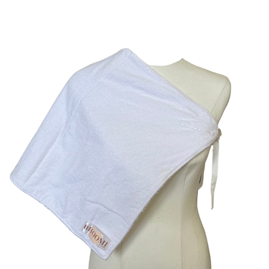 Tie Up Burp Cloth and Nursing Cover - All White Terry Towelling
