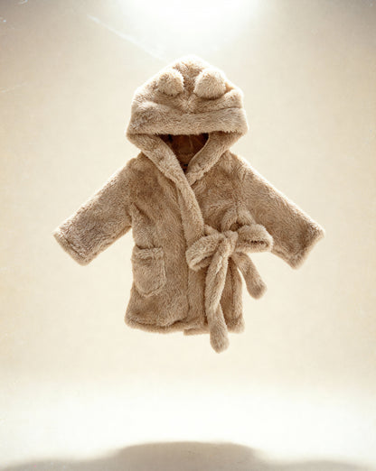 Teddy Fleece Kids Dressing Gown - Light Brown