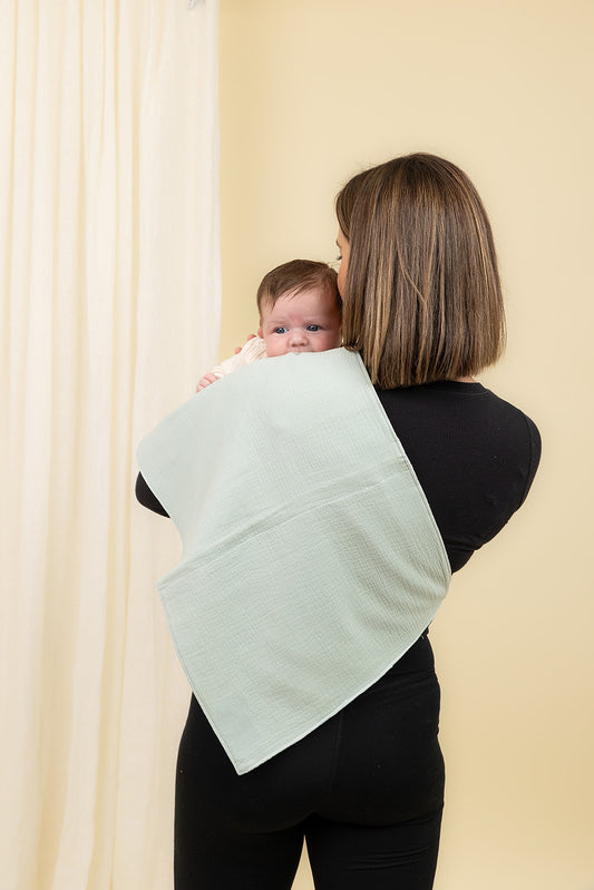 Tie Up Burp Cloth and Nursing Cover - Mint Green
