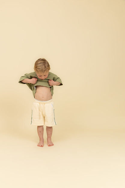 Tracksuit Shorts - Cream and Green