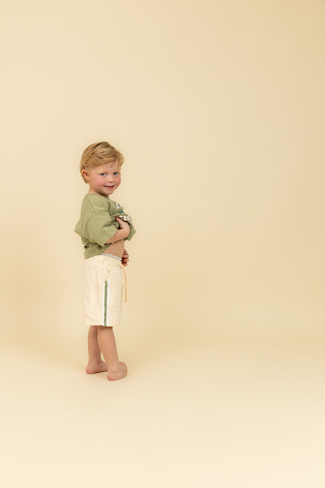 Tracksuit Shorts - Cream and Green