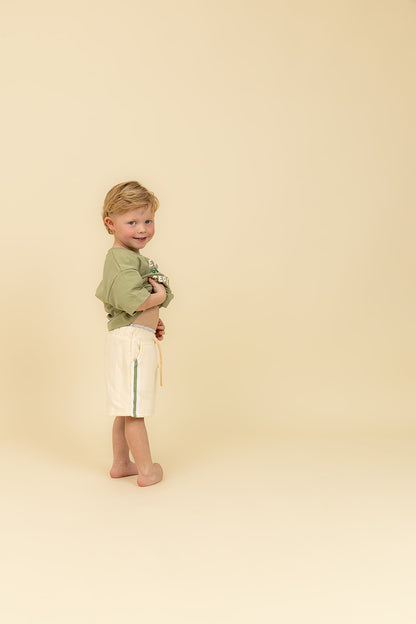Tracksuit Shorts - Cream and Green