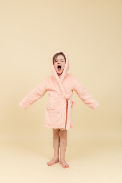 Teddy Fleece Kids Dressing Gown - Pink
