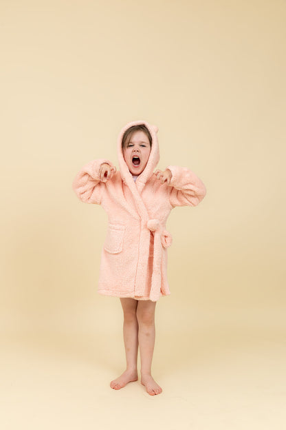Teddy Fleece Kids Dressing Gown - Pink