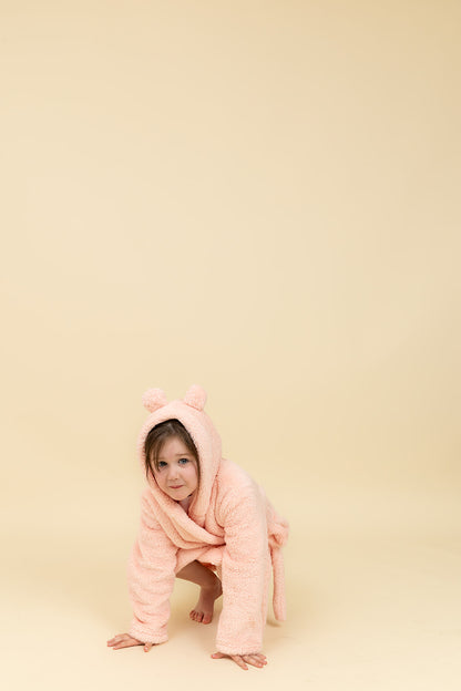 Teddy Fleece Kids Dressing Gown - Pink