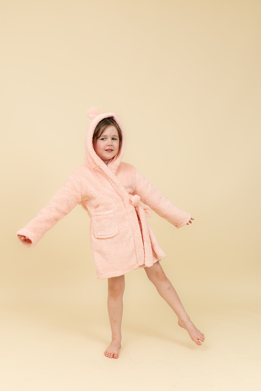 Teddy Fleece Kids Dressing Gown - Pink