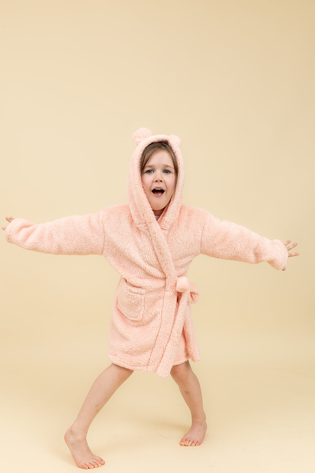 Teddy Fleece Kids Dressing Gown - Pink