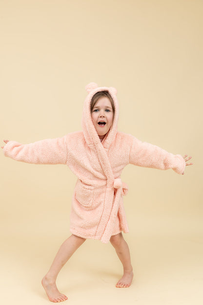 Teddy Fleece Kids Dressing Gown - Pink
