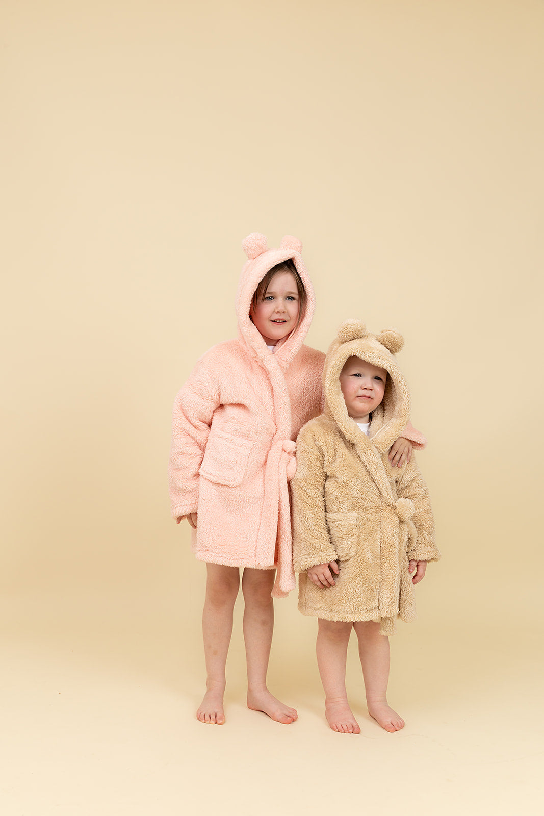 Teddy Fleece Kids Dressing Gown - Light Brown