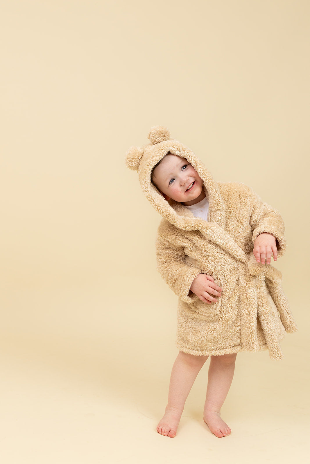 Teddy Fleece Kids Dressing Gown - Light Brown