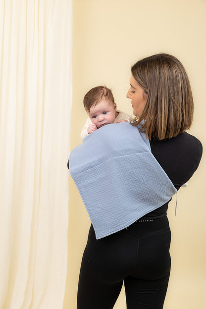 Blue Bundle - Breast Feeding Blanket and 2 x Burp Cloths