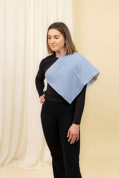 Blue Bundle - Breast Feeding Blanket and 2 x Burp Cloths