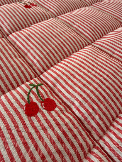 Cherry Embroidered Cot Quilt