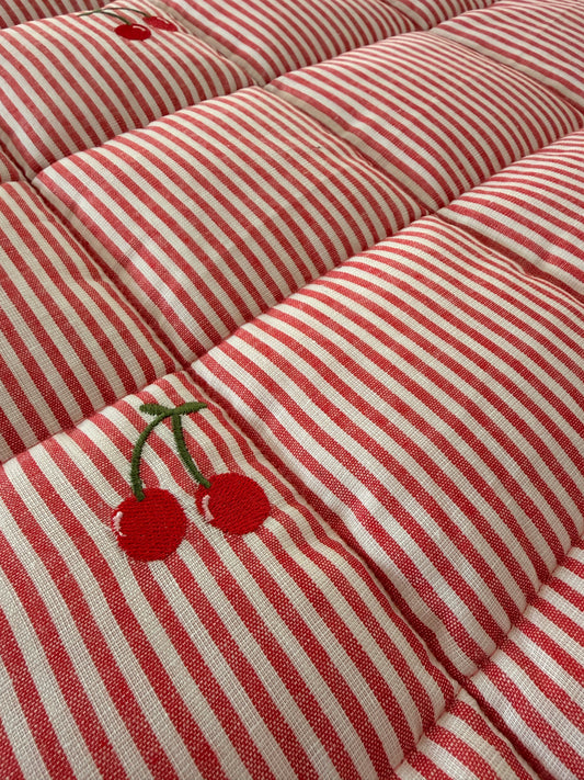 Cherry Embroidered Cot Quilt