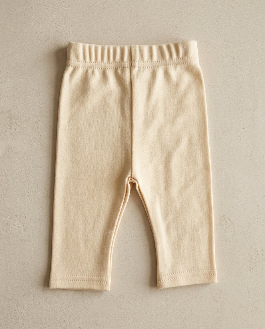 Beige baby leggings on a beige background