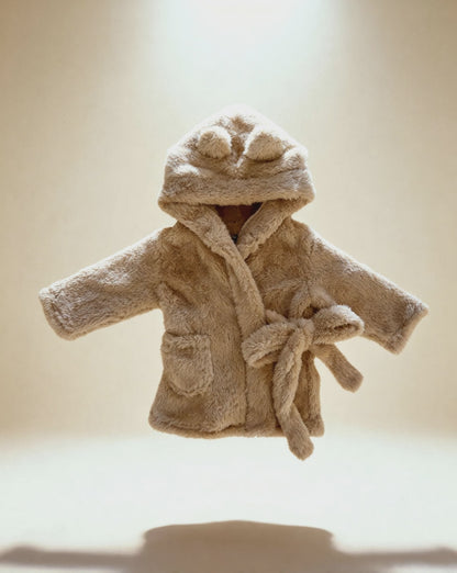 Teddy Fleece Kids Dressing Gown - Light Brown